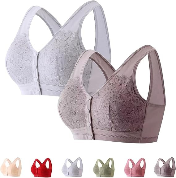 Pack of 2 bra set Comfortable Front Button Wireless Shaping Bra, Push up Adjustable Wireless Bras