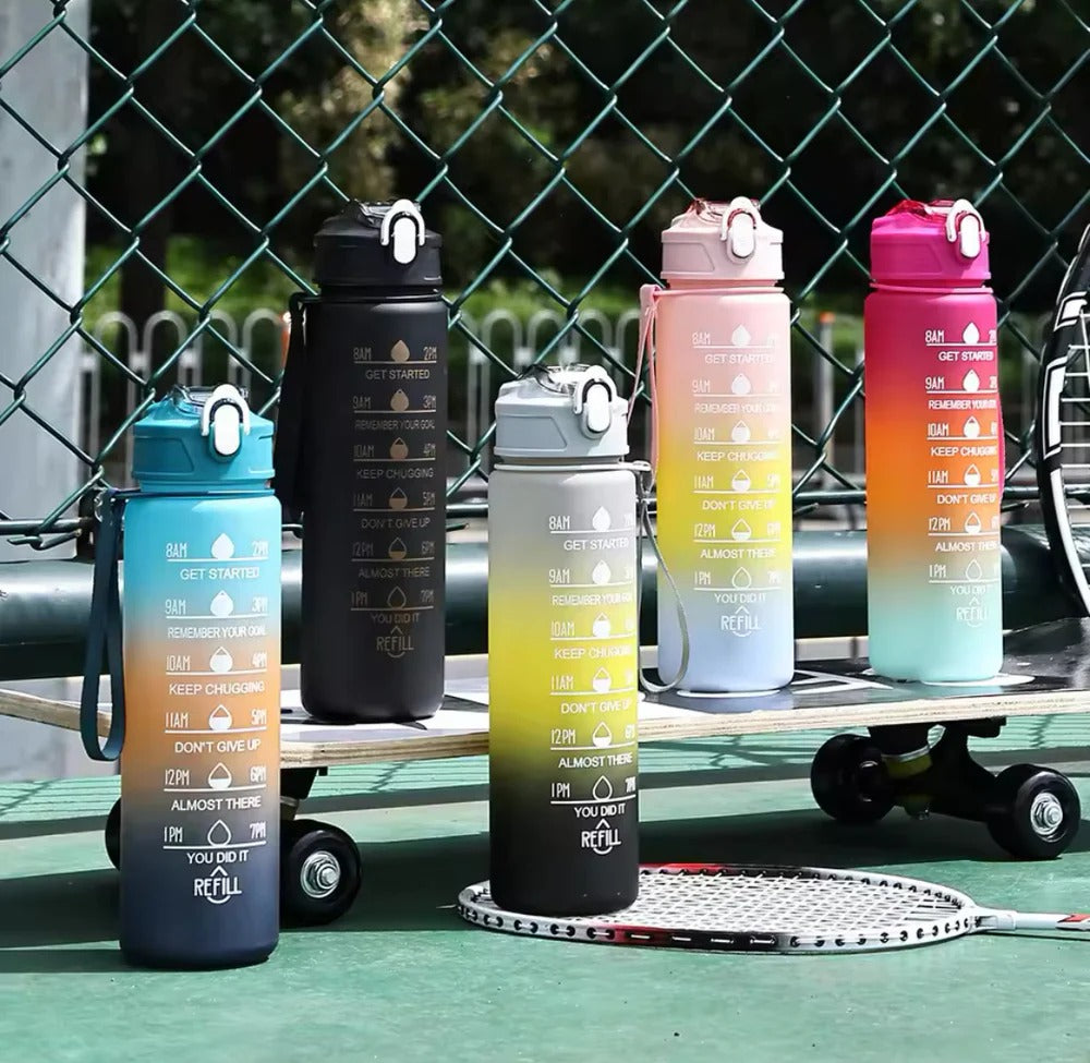 2L Gradient Water Bottle, Flip Lid Drink Jug, Water Flask Drinking Bottle, Outdoor Sports Portable Plastic Cold Water Cups, Transparent Frosted Plastic Water Bottle