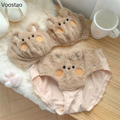 PACK 0F 2 New High Quality Sexy Cute Anime Soft Plush Design bra underwear Japanese cartoon rabbit underwear Bra & Panty Set 582