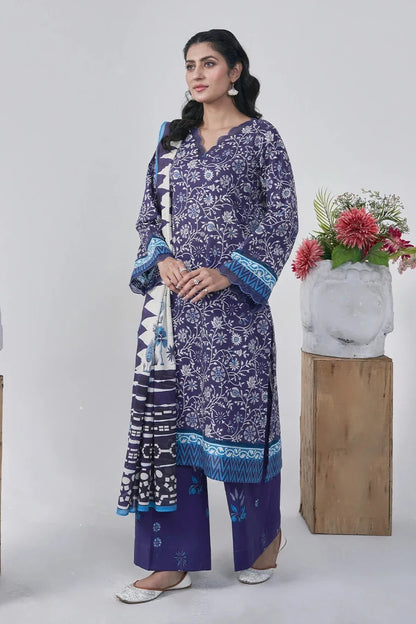 3PC Printed Unstitched Lawn Suit KLA-3089 – Khas Stores