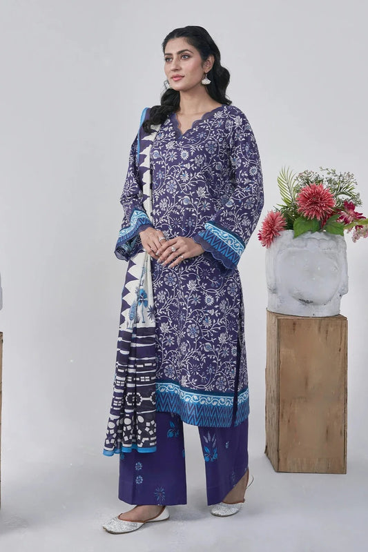 3PC Printed Unstitched Lawn Suit KLA-3089 – Khas Stores