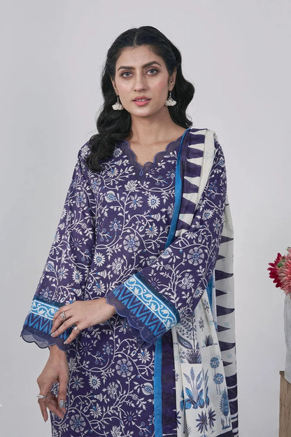3PC Printed Unstitched Lawn Suit KLA-3089 – Khas Stores