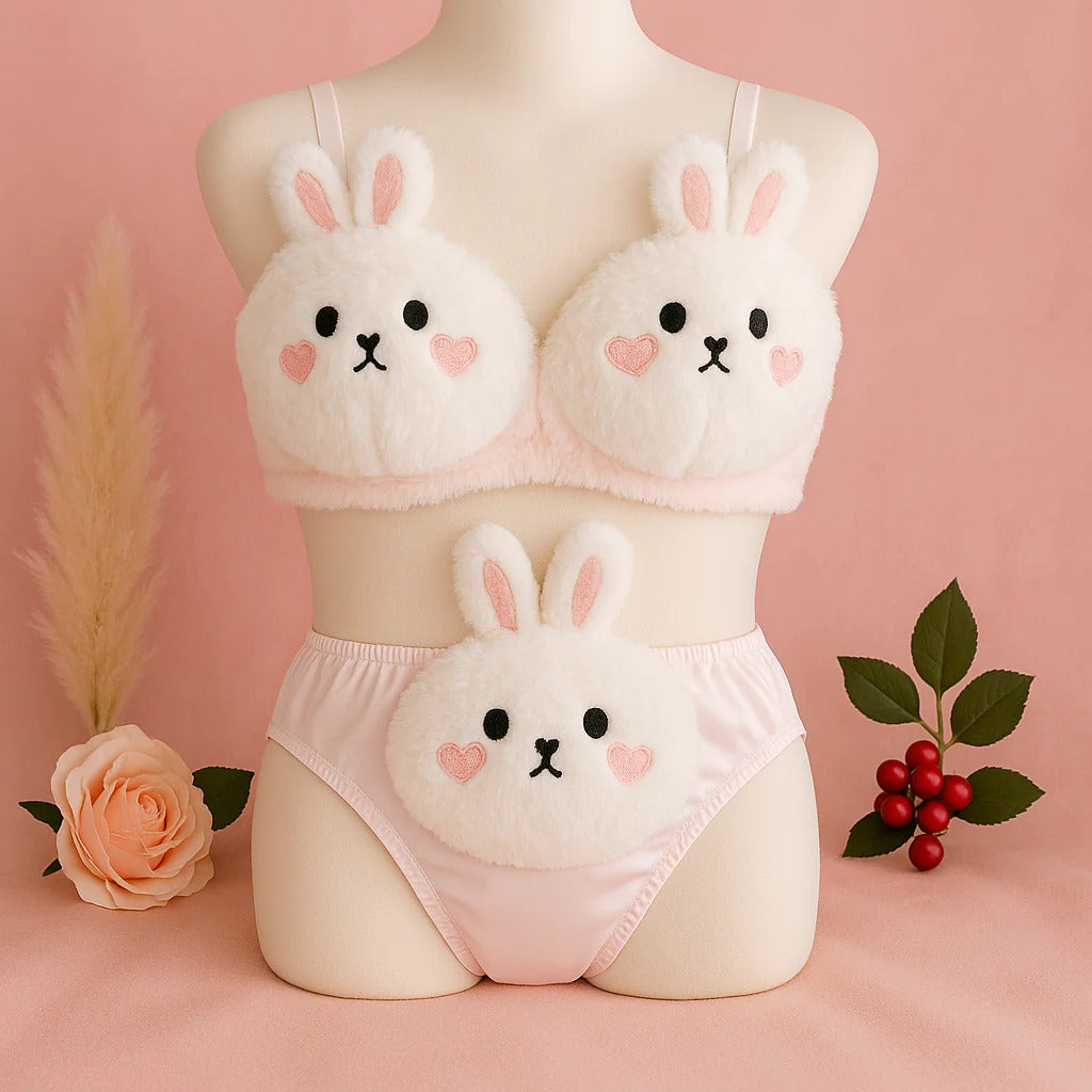 PACK 0F 2 New High Quality Sexy Cute Anime Soft Plush Design bra underwear Japanese cartoon rabbit underwear Bra & Panty Set 582