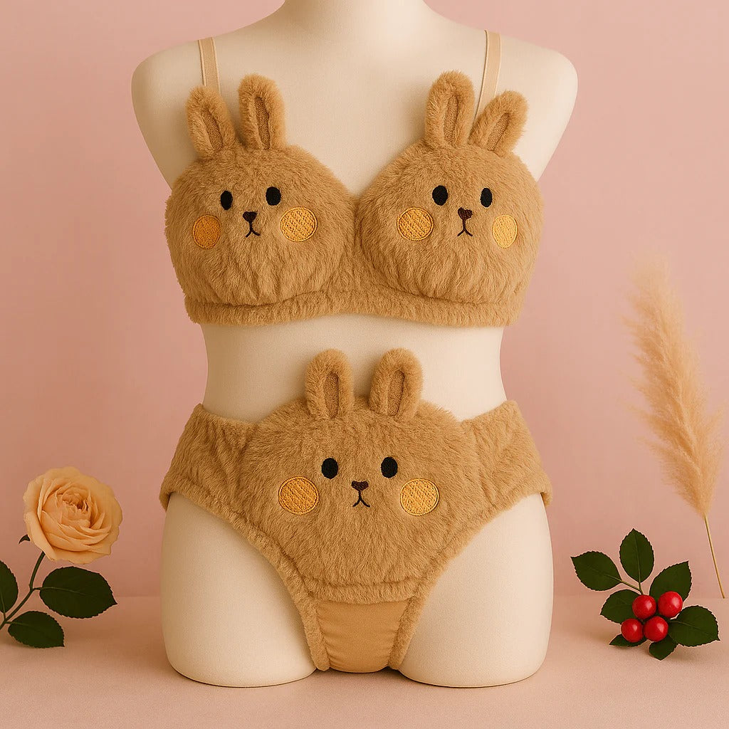 PACK 0F 2 New High Quality Sexy Cute Anime Soft Plush Design bra underwear Japanese cartoon rabbit underwear Bra & Panty Set 582